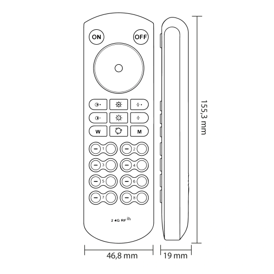 Milight 8-zone Touch RF afstandsbediening voor alle kleuren - 150 meter