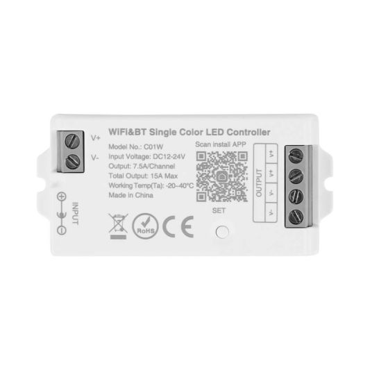 Draadloos Milight touch wandpaneel & wifi controller voor witte led strips - complete set