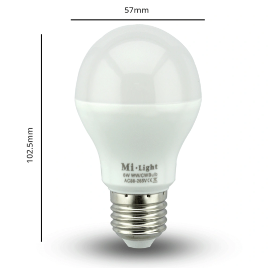Milight Wifi led lamp Dual White 6 Watt E27 fitting
