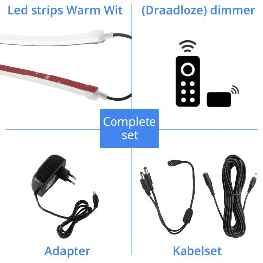 Parasolverlichting led strip set Warm Wit - 2 led strips