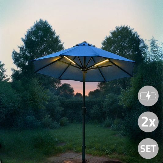 Parasolverlichting led strip set Warm Wit - 2 led strips op batterij