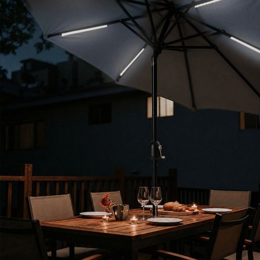 Parasolverlichting led strip set Warm Wit - 4 led strips