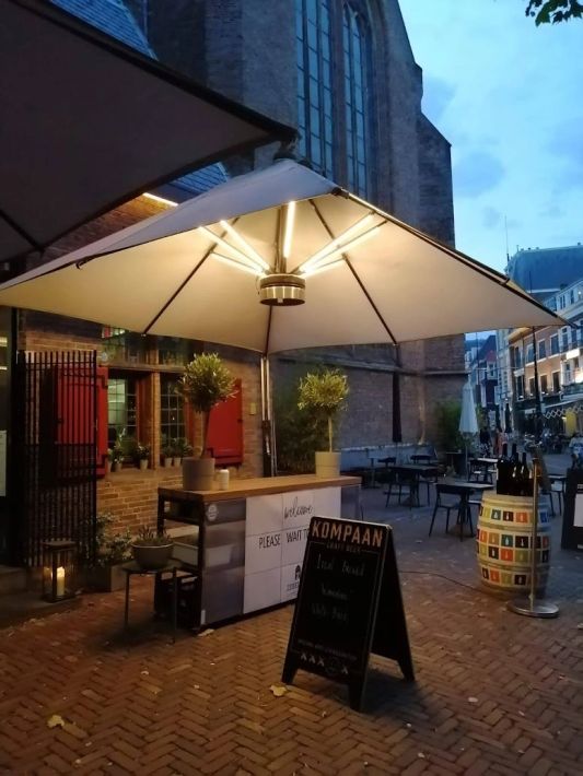 Parasolverlichting led strip set Warm Wit - 4 led strips op batterij