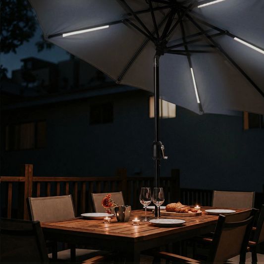 Parasolverlichting led strip set Warm Wit - 6 led strips op batterij