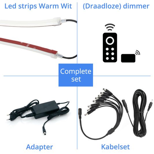 Parasolverlichting led strip set Warm Wit - 8 led strips