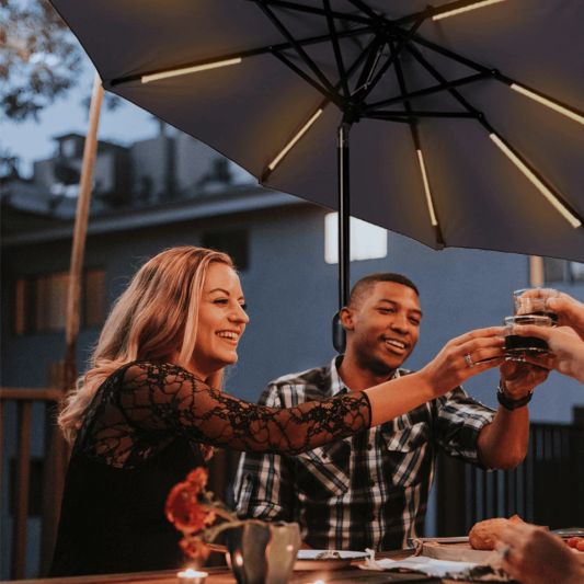 Parasolverlichting led strip set Warm Wit - 8 led strips op batterij