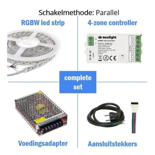RGBW led strip Premium met afstandsbediening 11 tot 20 meter