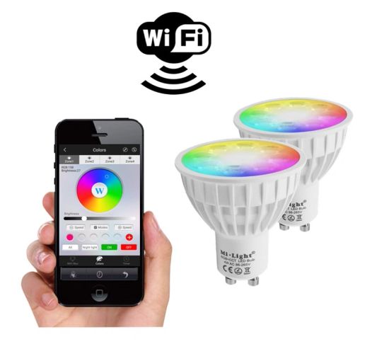 Set met 2 RGBW WIFI LED spots 4 Watt GU10