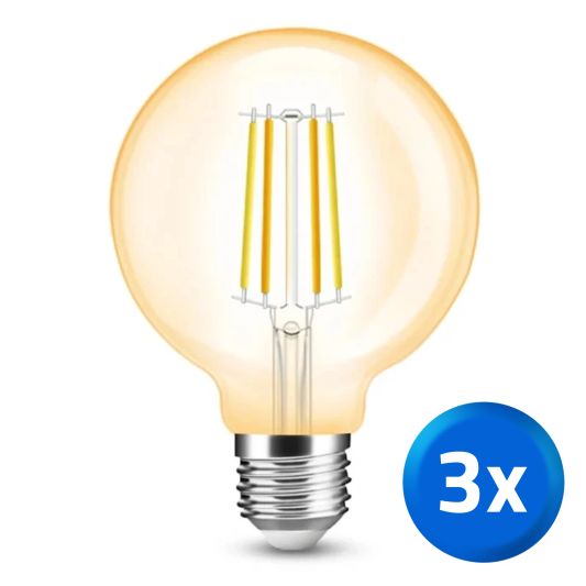 Slimme filament LED lamp - Dual white 7W E27 fitting - G95 model colored - voordeelset van 3