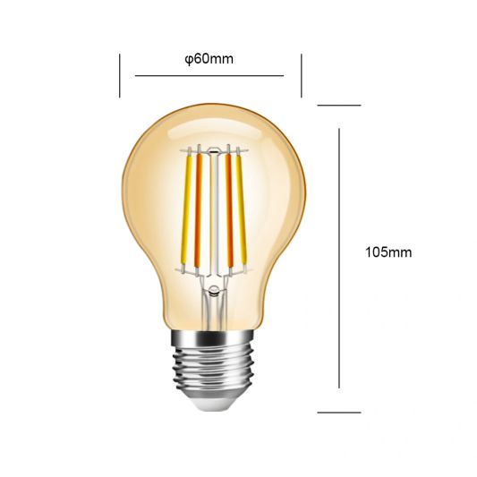 Slimme filament Zigbee LED lamp - Dual white 7W E27 fitting - A60 model colored - voordeelset 3 stuks