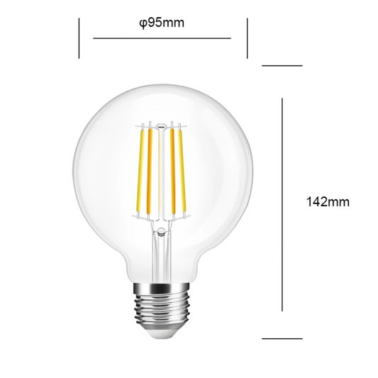 Slimme filament Zigbee LED lamp - Dual white 7W E27 fitting - G95 model - voordeelset 6 stuks