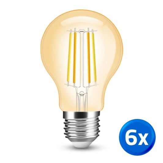 Slimme filament Zigbee LED lamp - Dual white 7W E27 fitting - A60 model colored - voordeelset 6 stuks