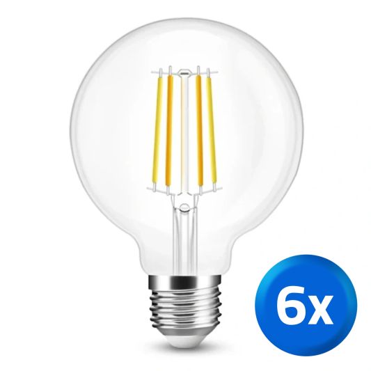 Slimme filament Zigbee LED lamp - Dual white 7W E27 fitting - G95 model - voordeelset 6 stuks