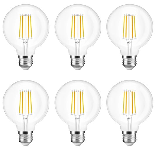 Slimme filament Zigbee LED lamp - Dual white 7W E27 fitting - G95 model - voordeelset 6 stuks