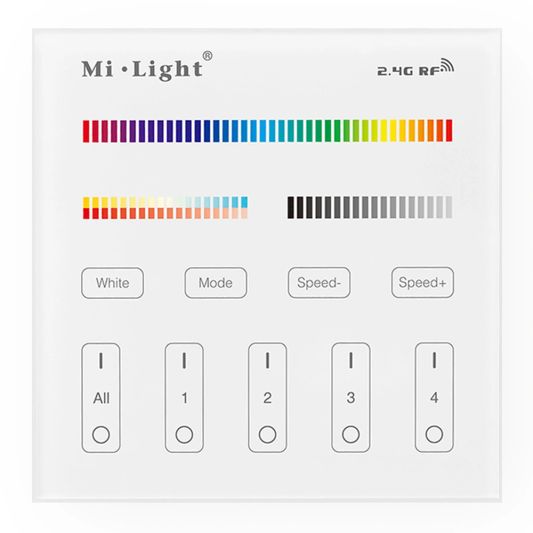 Touch Panel 4-zone RGBWW wandpaneel op stroom