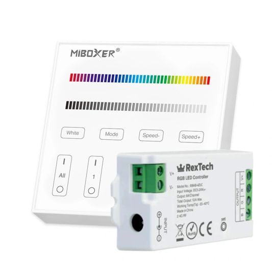 Touch panel RGB wandbediening inclusief controller draadloos op batterij