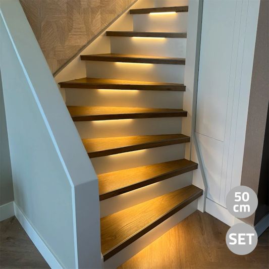 Trapverlichting COB led strip Warm Wit complete set 50 CM