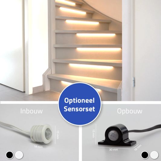 Trapverlichting Led strip Warm Wit 130 CM – Complete set inclusief profiel