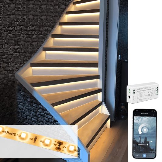 Trapverlichting Zigbee led strip Warm Wit 130 cm - Complete set