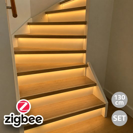 Trapverlichting Zigbee led strip Warm Wit 130 cm - Complete set