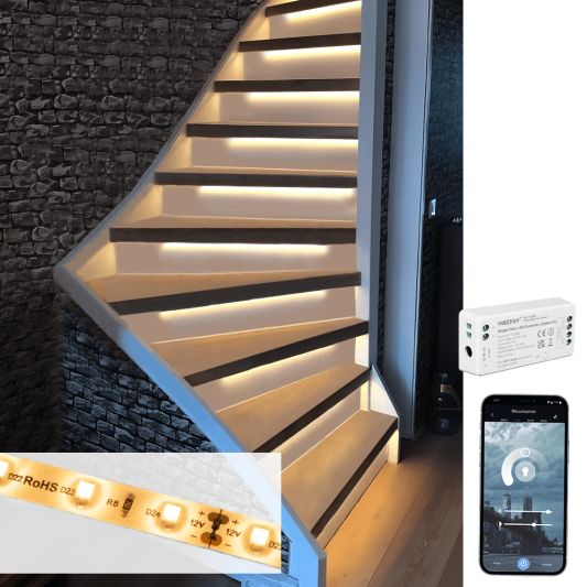 Trapverlichting Zigbee led strip Warm Wit - Complete set 50 cm
