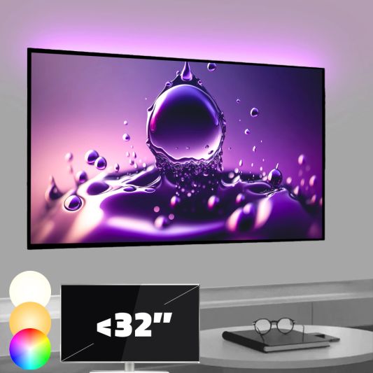 TV backlight set met 1 RGBWW ledstrip voor TV’s <32 inch