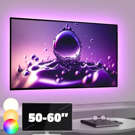 TV backlight set met 4 RGBWW ledstrips voor TV’s 50-60 inch
