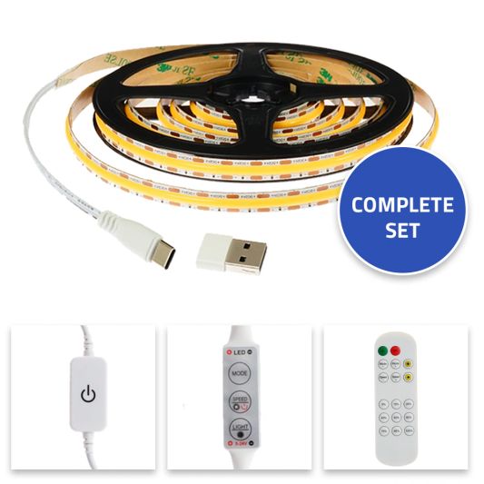 USB ledstrip helder wit complete set