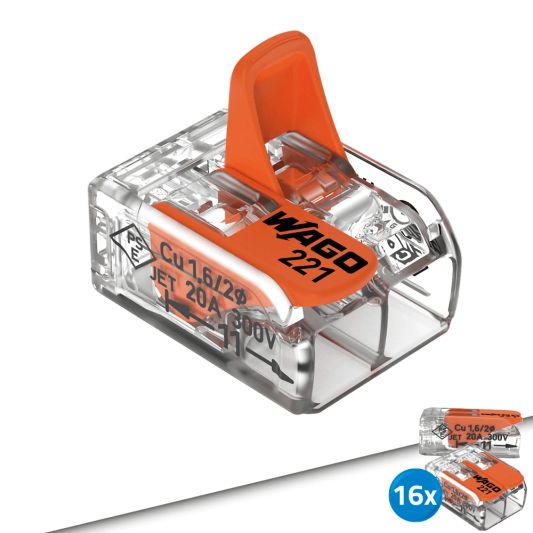 Wago connector 2-weg lasklem set 16 stuks