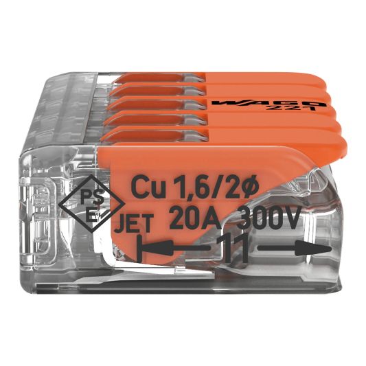 Wago connector 5-weg lasklem set 8 stuks