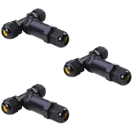 Waterdichte connector IP68 3-weg T-stuk - Voordeelset van 3