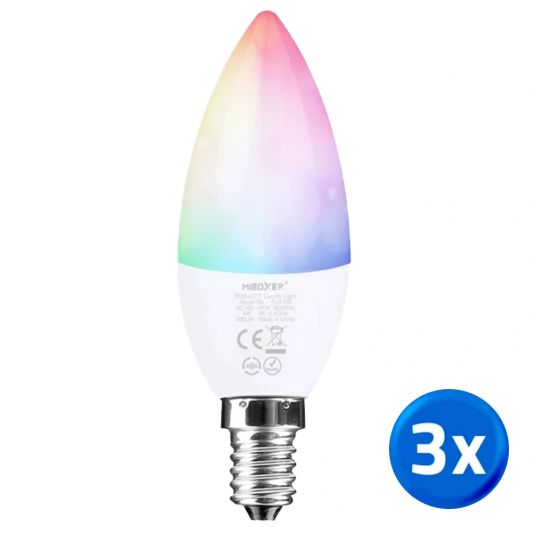 Wifi led kaarslamp RGBWW 4W E14 fitting voordeelset van 3