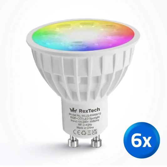 WIFI LED spot RGBWW 4W GU10 fitting - Voordeelset van 6 stuks