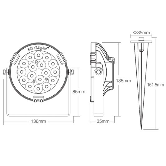 Wifi LED Tuinspot met RGBWW kleuren 9 watt