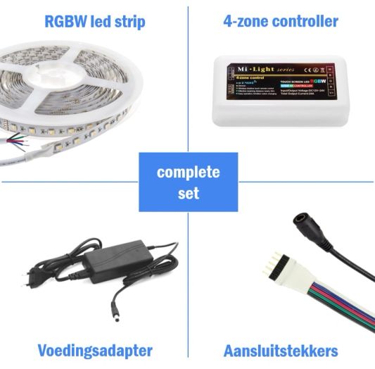 Wifi set met 1 tot 10 meter RGBW led strip Premium