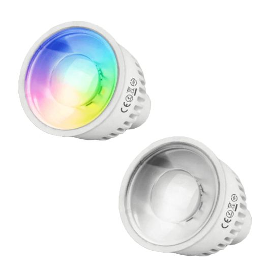 Wifi set met 1 tot 4 RGBW Led spots 5W GU10 fitting
