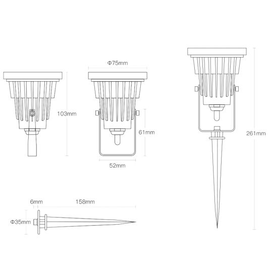 Zigbee 3.0 LED Tuinspot Pro met RGBWW kleuren 7 watt