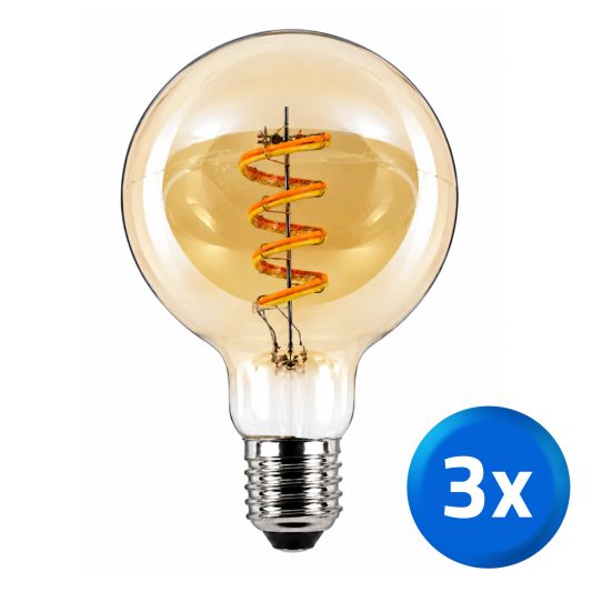 Zigbee E27 spiraal filament lamp Dual White G95 amberkleurig - voordeelset van 3