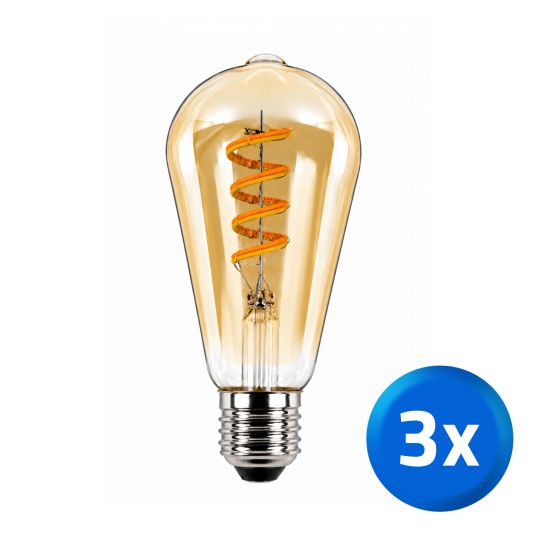 Zigbee E27 spiraal filament lamp Dual White ST64 amberkleurig - voordeelset van 3