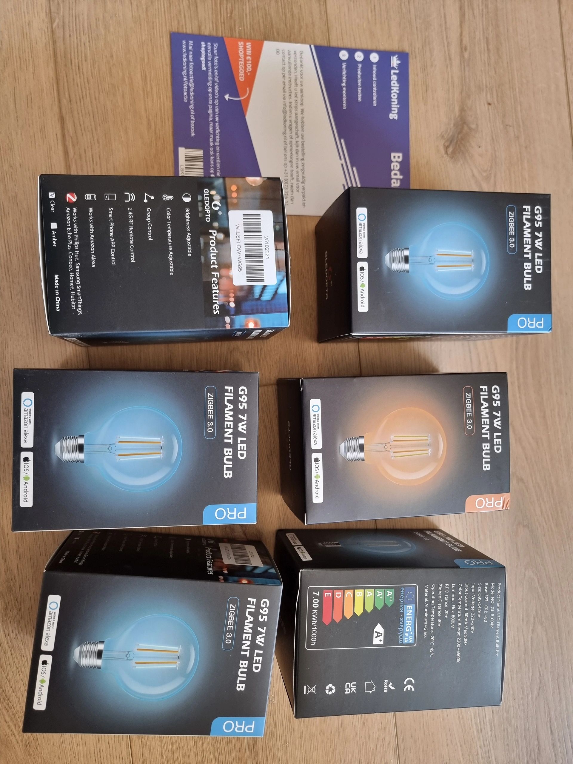 Slimme filament Zigbee LED lamp - Dual white 7W E27 fitting - G95 model