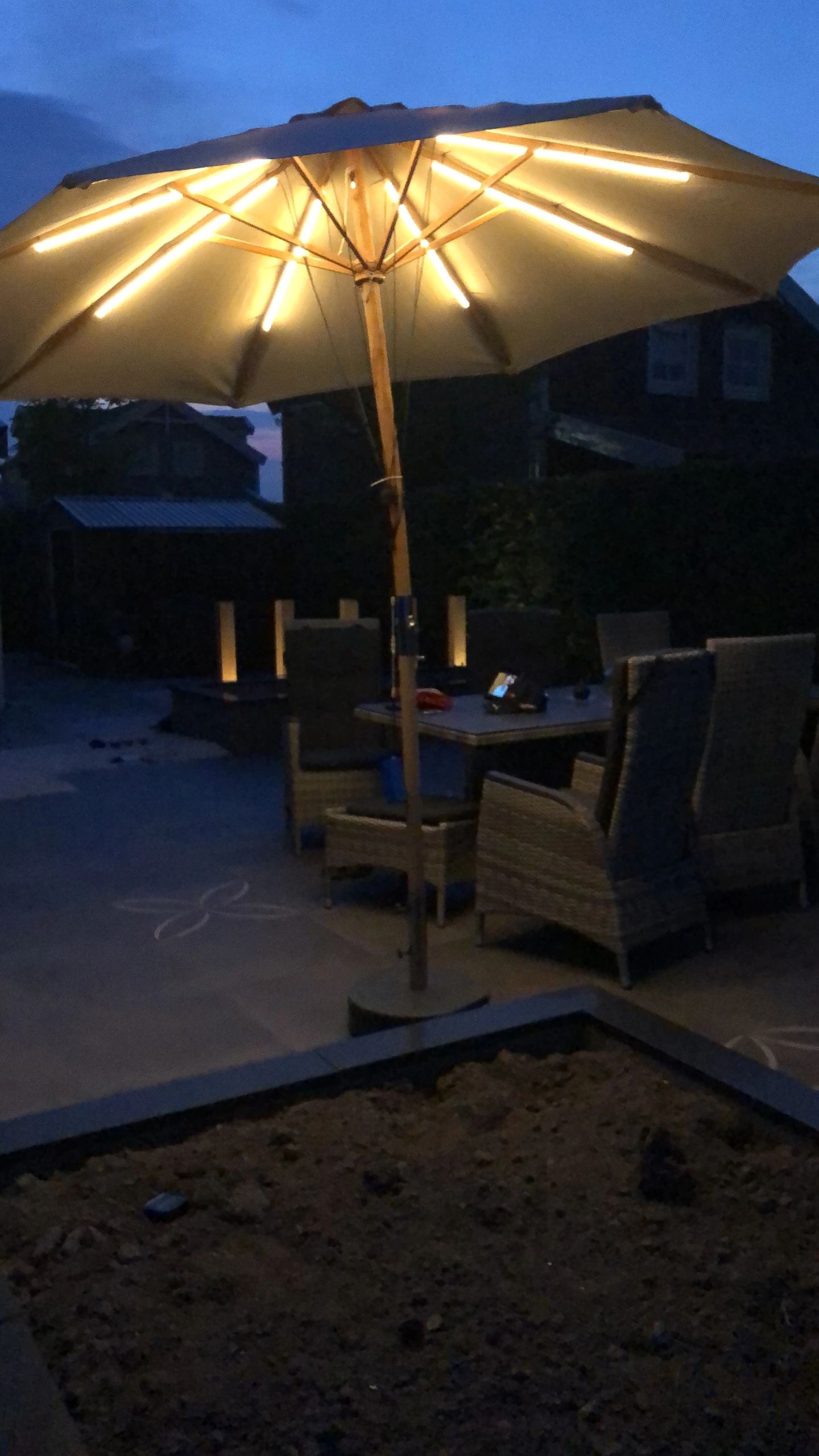 Parasolverlichting led strip set Warm Wit - 8 led strips op batterij